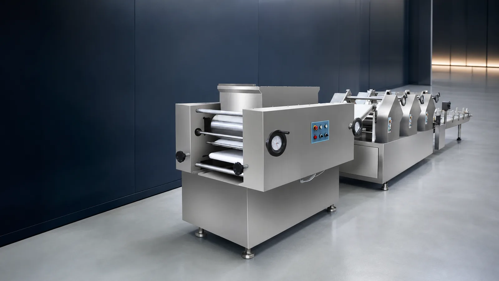 YPJ wrapper dough sheeter in hygienic production environment