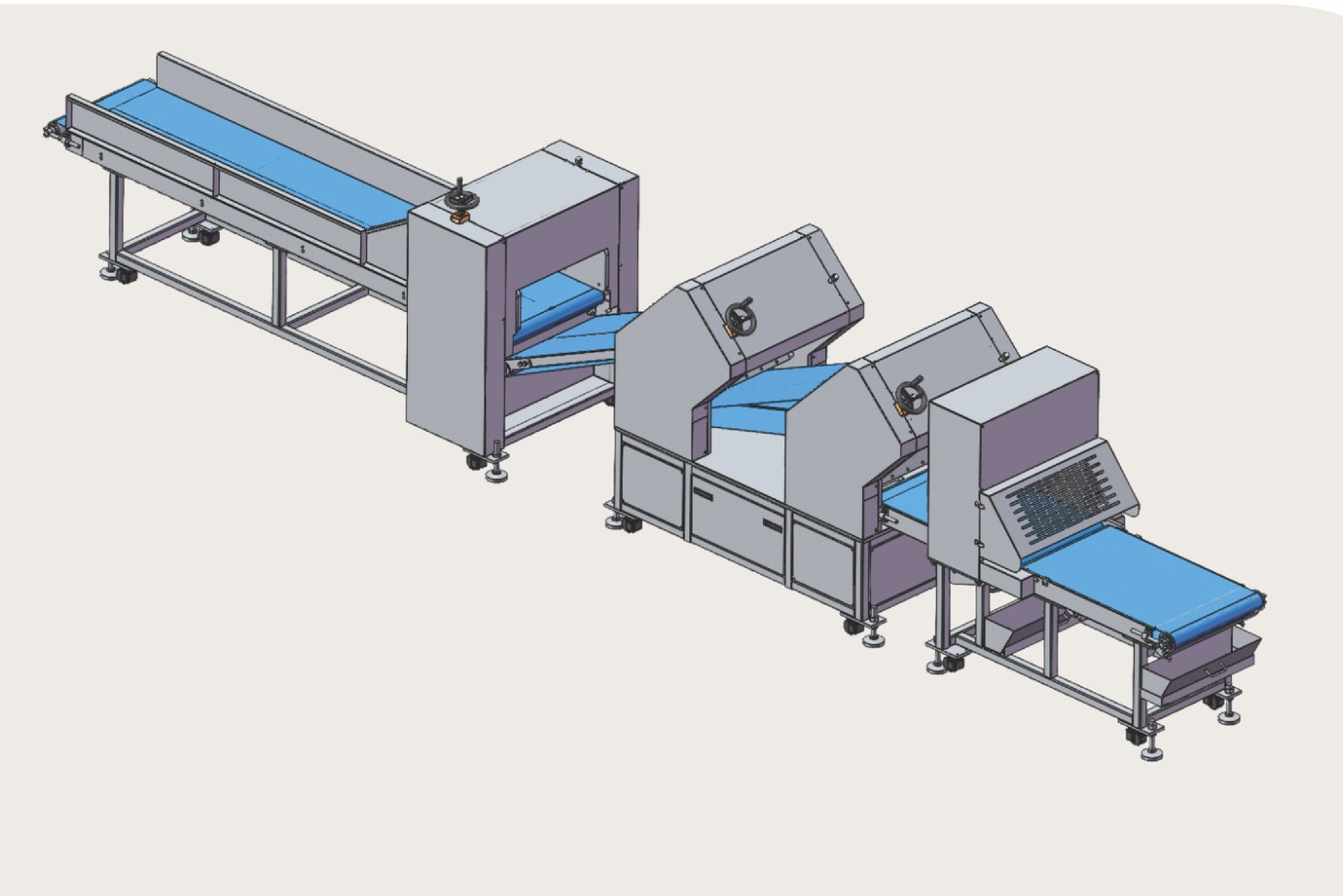 Original HELPER catalogue equipment view of the youtiao dough block divider and pre-pressing line