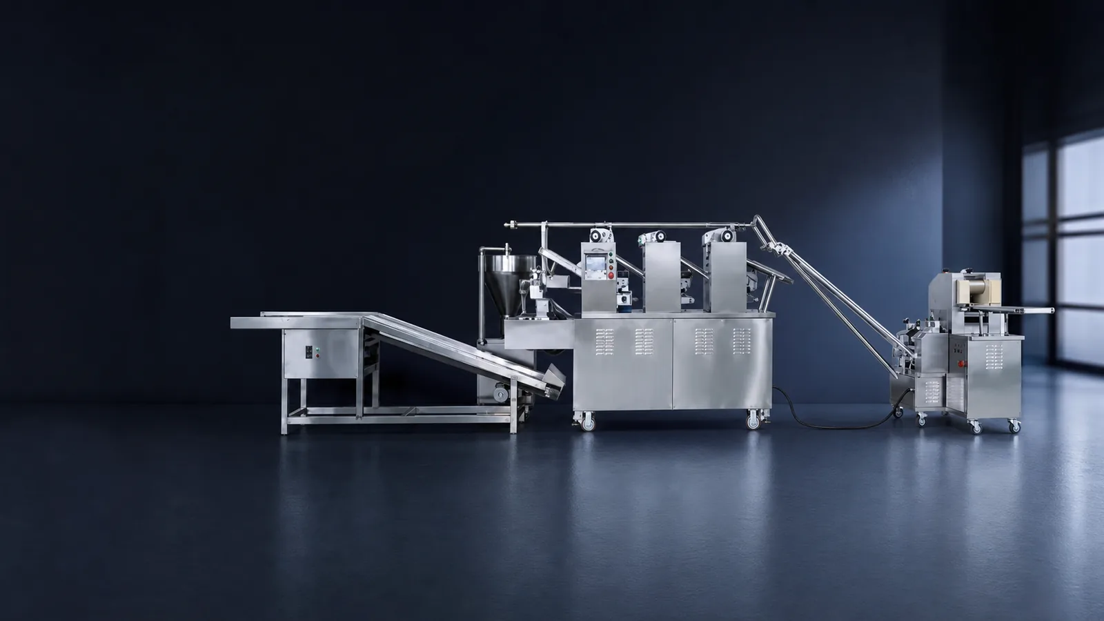 High-Speed Automatic Dumpling Machine installed in a hygienic factory