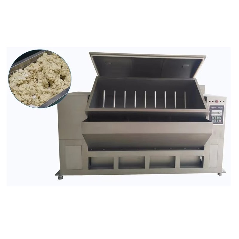 Open horizontal vacuum dough mixer chamber
