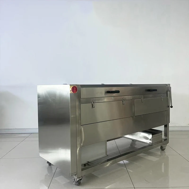 Angled view of JX-series root vegetable brush washing and peeling equipment