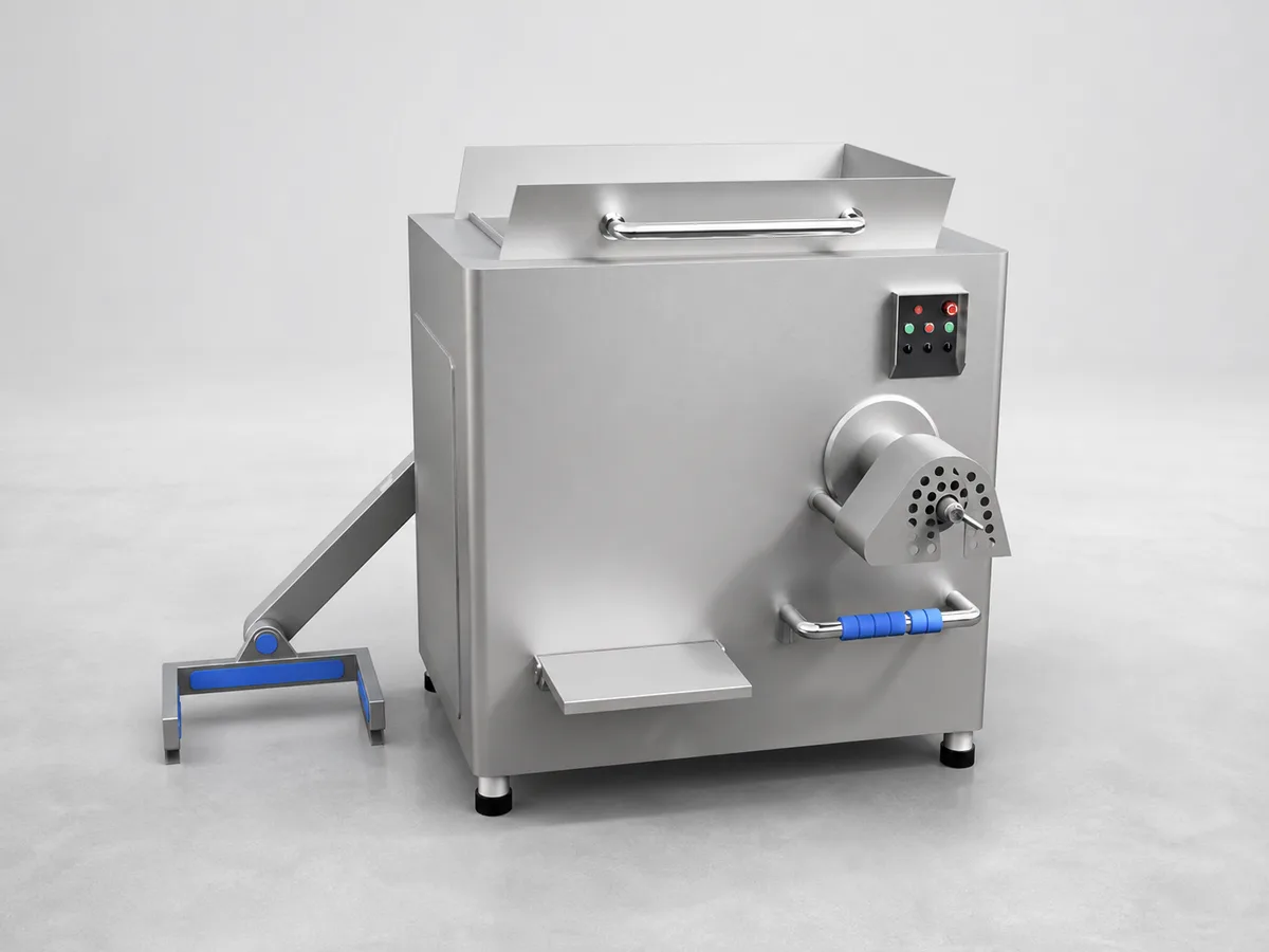 visualization of industrial meat grinding equipment
