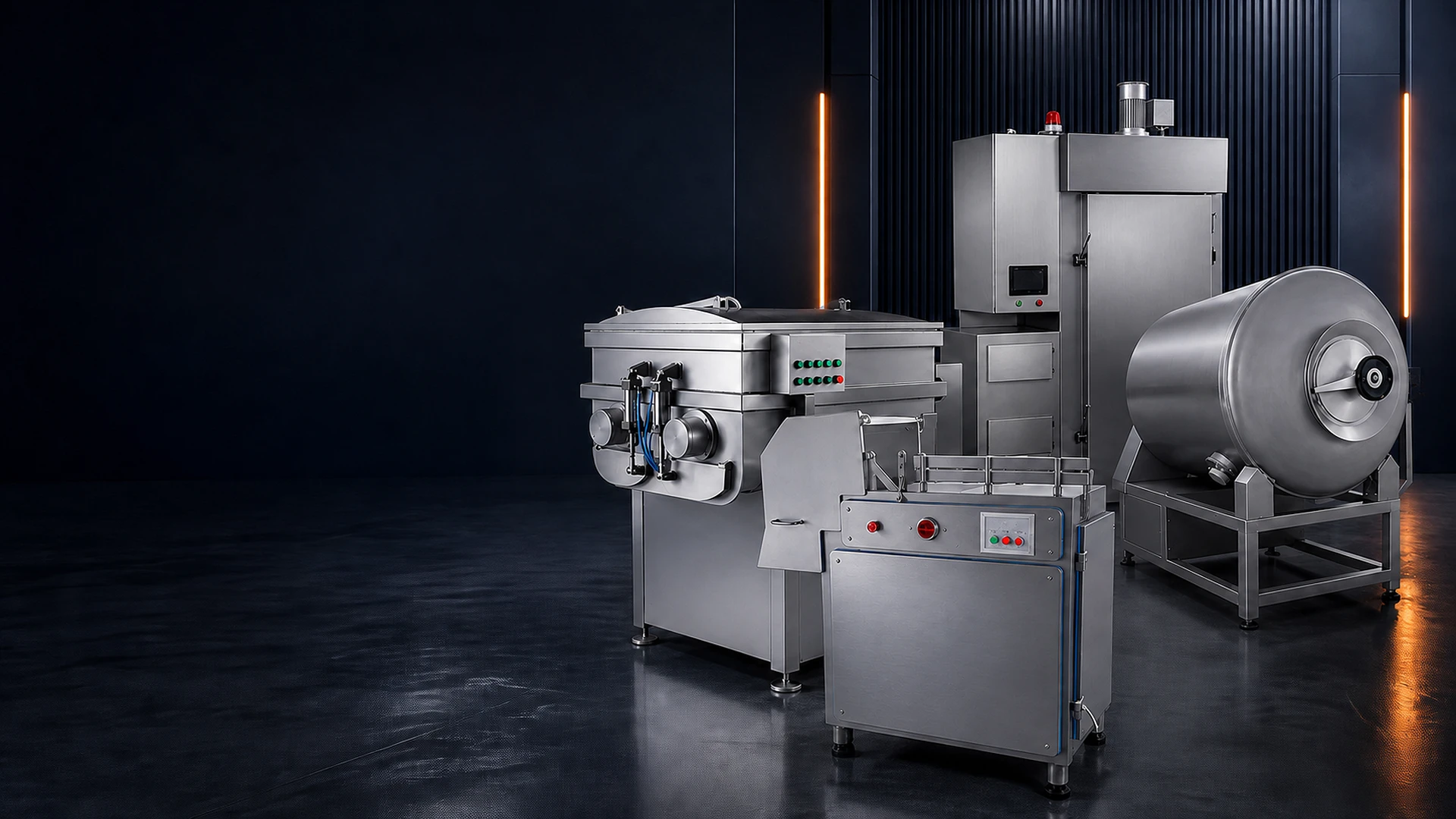 overview of industrial meat cutting, mixing, tumbling and thermal-processing equipment