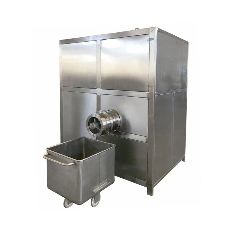 Official HELPER PSQK-250 enclosed frozen meat crusher and grinder with Euro bin
