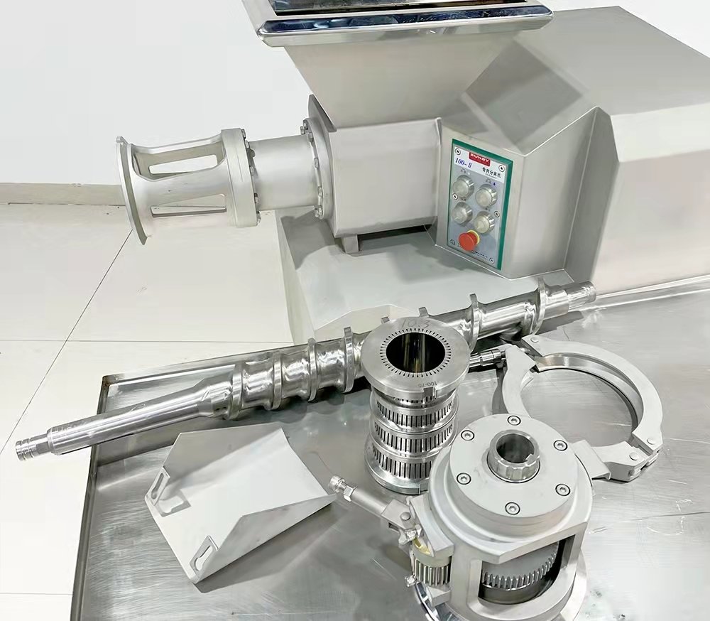 Official HELPER meat-bone separator disassembled screw and perforated separation components