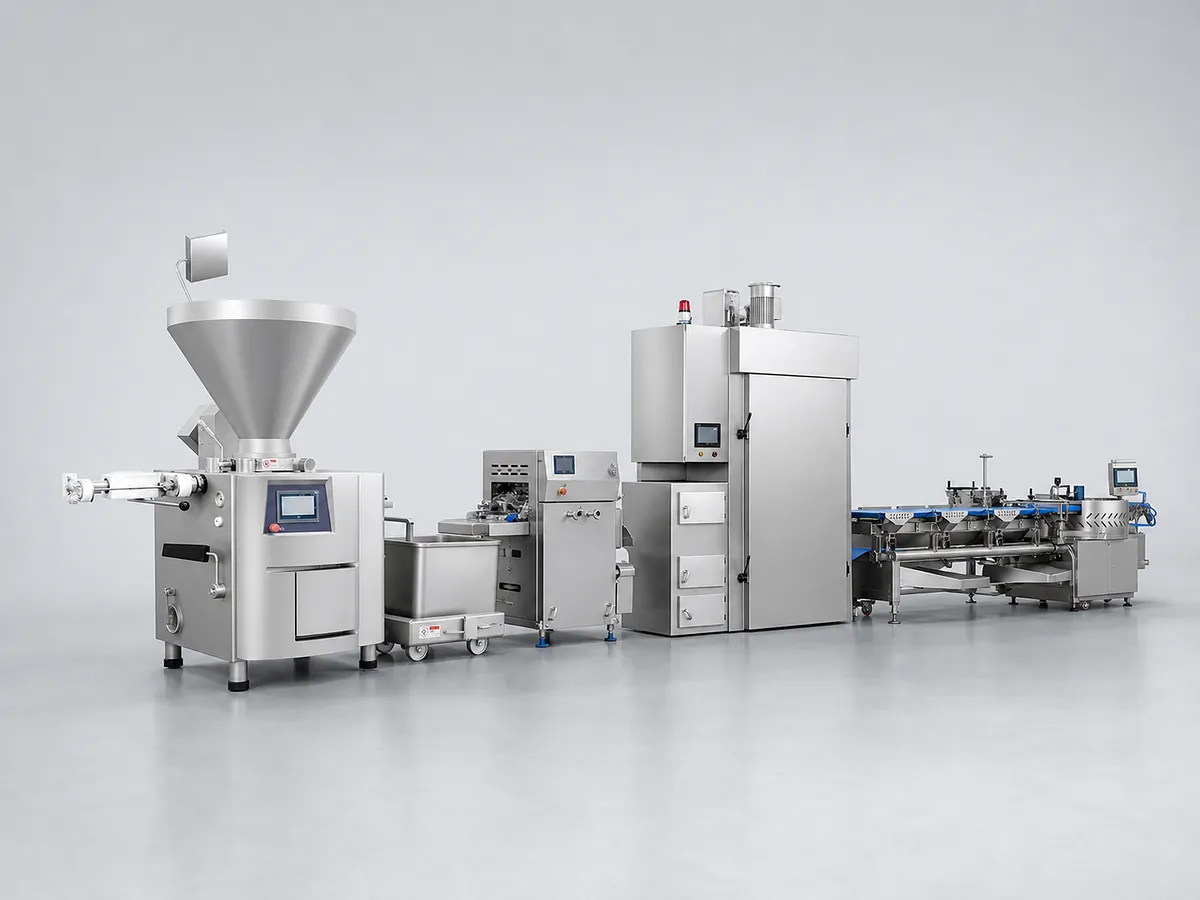 visualization of a complete industrial sausage production line
