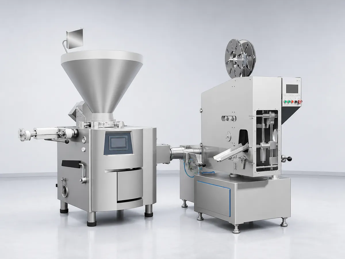 visualization of industrial sausage filling and clipping equipment