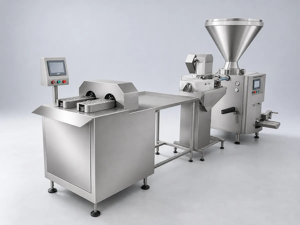 visualization of sausage linking, tying and separation equipment
