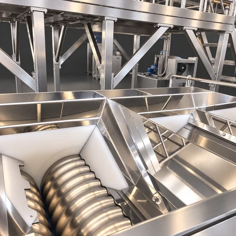 Feed guides and trough arrangement: standalone compound dough sheeter