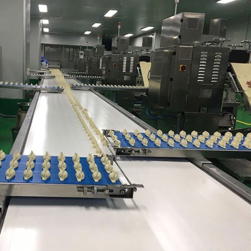 HELPER multi-machine dumpling forming line with converging conveyors