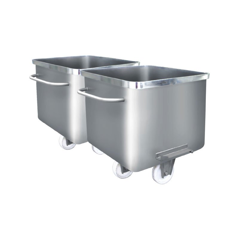 Official HELPER YC-200 stainless steel 200 litre food bin trolley