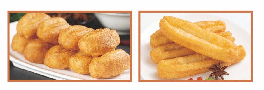 Official HELPER catalogue photographs showing short and long golden youtiao products
