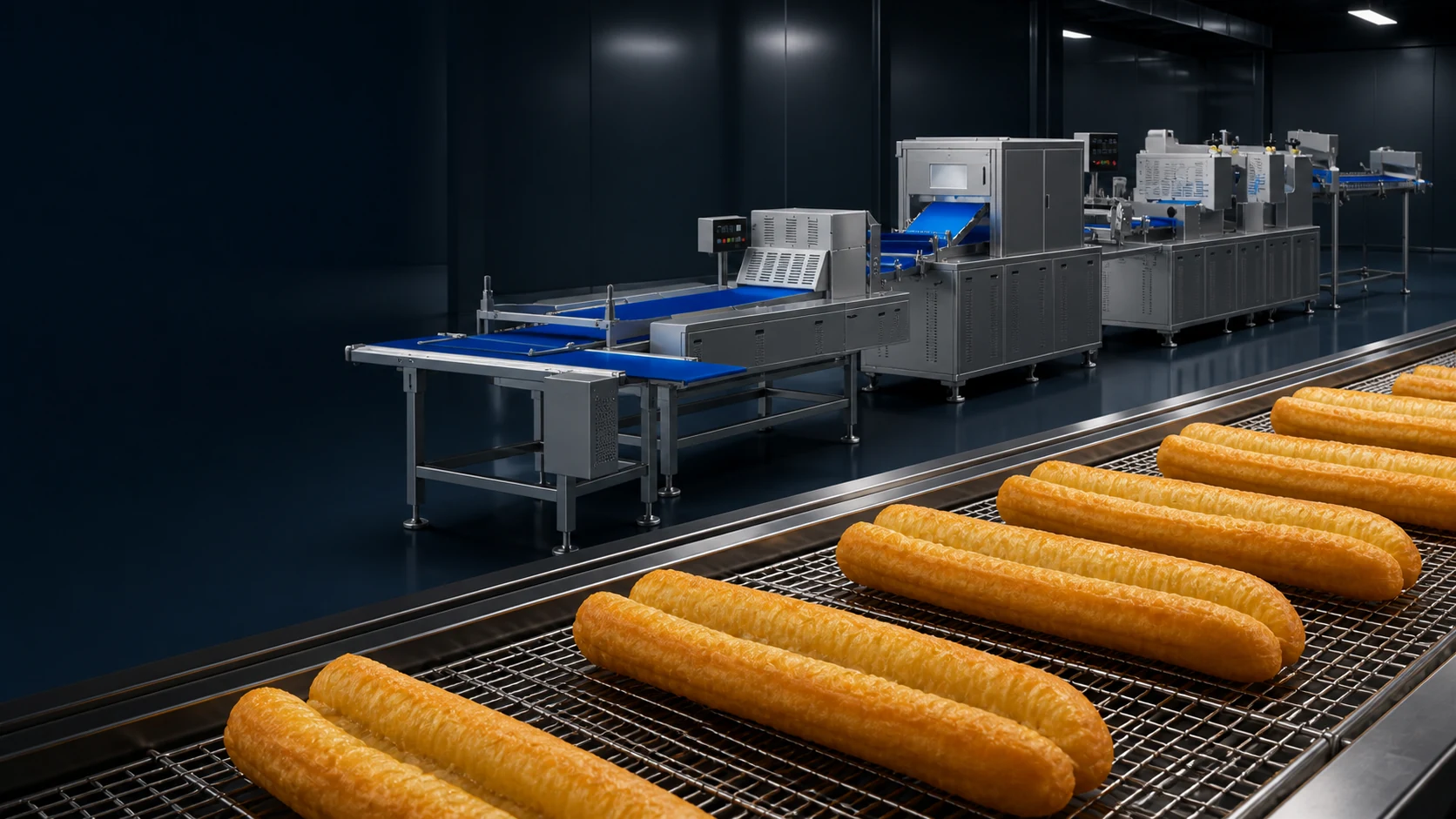 Automatic youtiao fried dough production line and finished product