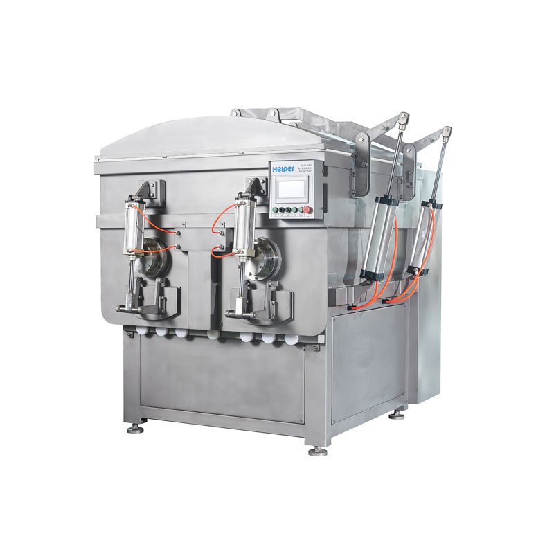 Official HELPER product-page image of a large twin-shaft vacuum meat mixer
